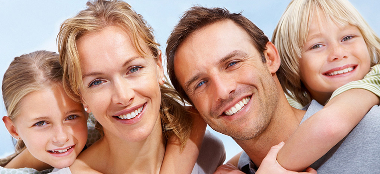 decorative - a family of four smiling